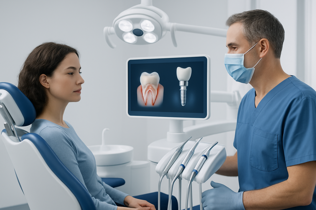 Symptoms and situations that lead to extraction — tooth extraction and implant in one visit